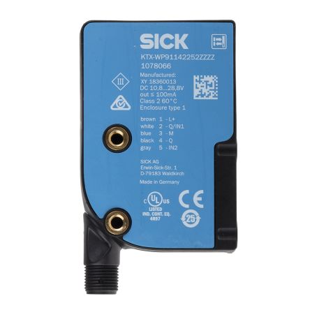 Sick KTX 对比度传感器, 三原色 (RGB) LED, 检测距离13 mm