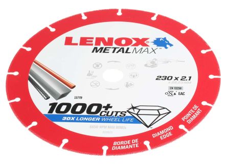 Lenox Aluminium Oxide Cutting Disc, 230mm X 2.1mm Thick, Medium Grade, P60 Grit