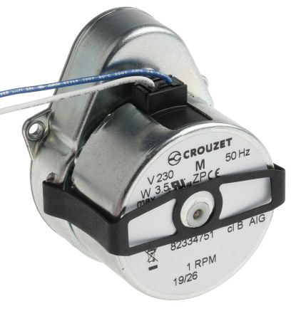 Crouzet 3 W交流减速电机 同步齿轮电机, 230 V, 1 rpm输出