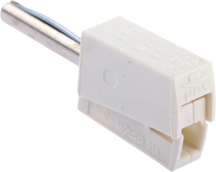 Wago White Male Banana Plug, 4 Mm Connector, Cage Clamp Termination, 20A, 42V, Nickel Plating