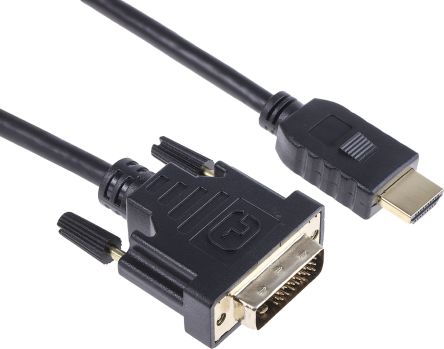 RS PRO HDMI-Kabel A HDMI Stecker B DVI-D Dual Link Stecker 1920x1200 Max., 3m, Schwarz