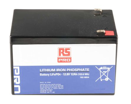 RS PRO Bloc Batterie Rechargeable 12.8V Lithium Fer Phosphate 12Ah
