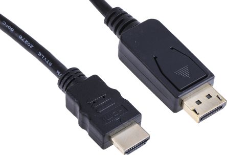 RS PRO Cable DisplayPort Negro, Con. A: DisplayPort Macho, Con. B: HDMI Macho, Long. 5m