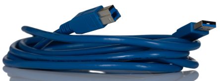 RS PRO Cable USB 3.0, Con A. USB A Macho, Con B. USB B Macho, Long. 3m, Color Azul