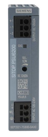 Siemens SITOP PSU6200 Switch-Mode DIN-Schienen Netzteil 24W, 85 → 264V Ac, 12V Dc / 2A
