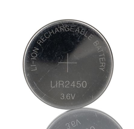 RS PRO LIR2450 Lithium Knopfzellen Akku, ø 24mm 3.6V / 120mAh