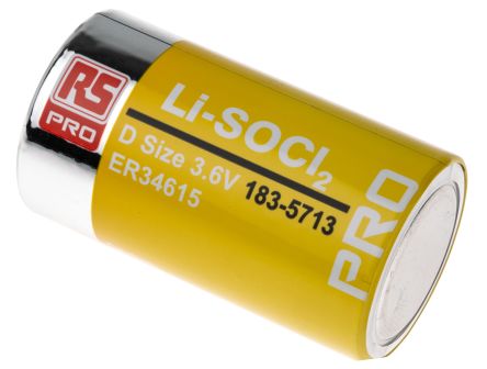 RS PRO Lithium Thionylchlorid D Batterie, 19Ah, 3.6V