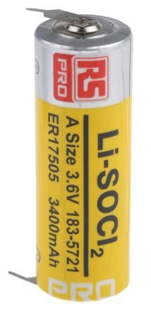 RS PRO A Batterie, 3.6V / 3.4Ah Li-Thionylchlorid, Standard 17 Dia. X 50.5mm