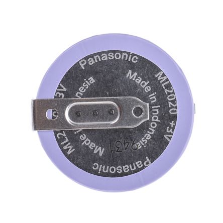 Panasonic Batteria A Bottone Ricaricabile, 3V, 45mAh, Litio Diossido Di Manganese