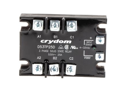 Sensata / Crydom Solid State Relay, 25 A Rms Load, Panel Mount, 530 V Rms Load, 32 V Dc Control