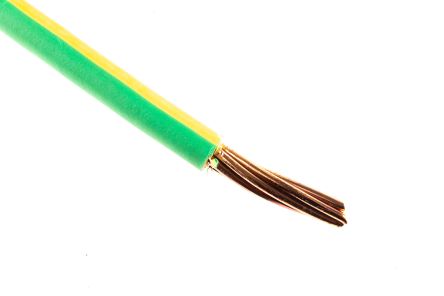 RS PRO Green/Yellow 25 Mm² Hook Up Wire, 7/2.14 Mm, 50m