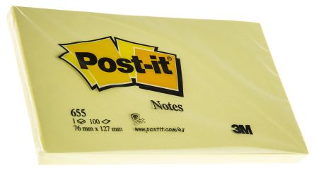 Post-It 3M Haftnotiz, 100 Blatt, Gelb 76mm 127mm