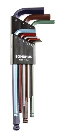 Bondhus Metrisch Innensechskant-Schlüssel, Satz 9-teilig 1.5 → 10mm L-Form Lang