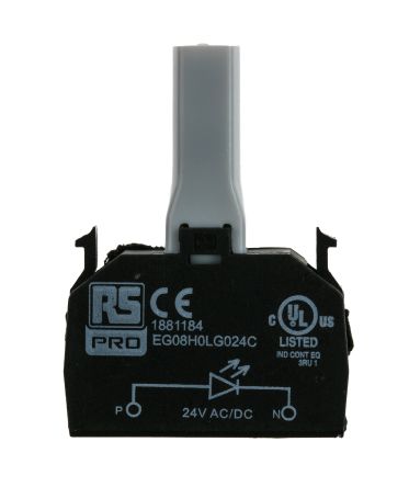 RS PRO Lampenfassung, LED, Grün, 24 V Ac/dc, Typ Lichtblock