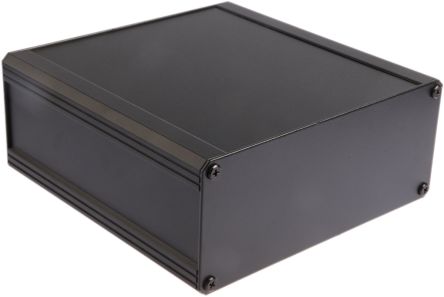RS PRO 挤制铝散热片箱, 外部尺寸200 x 100 x 86mm, IP40, 黑色
