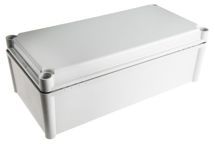 Fibox SOLID PC Series Grey Polycarbonate Enclosure, IP67, Grey Lid, 378 X 188 X 130mm