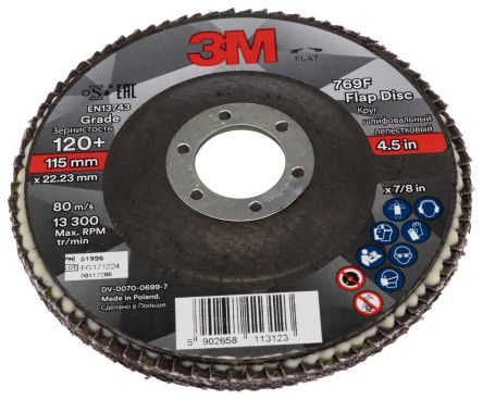 3M Zirconia Aluminium Flap Disc, 115mm, Fine Grade, P120 Grit