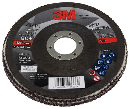 3M Zirconia Aluminium Flap Disc, 125mm, Fine Grade, P80 Grit