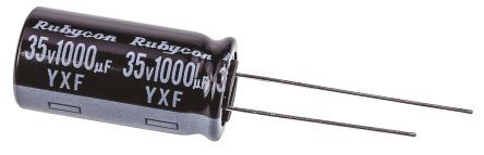 Rubycon YXF, THT Aluminium-Elektrolyt Kondensator 1000μF ±20% / 35V Dc, Ø 12.5mm X 25mm, Bis 105°C