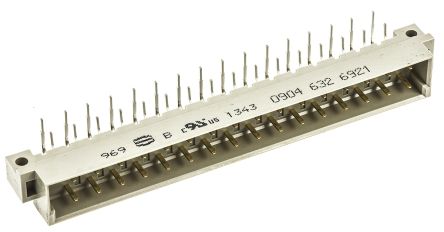 HARTING C2 DIN 41612-Steckverbinder Stecker Gewinkelt, 32-polig / 2-reihig, Raster 5.08mm Lötanschluss Durchsteckmontage