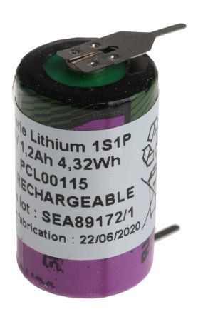 Tadiran SL-350/PR 1/2 AA Batterie, 3.6V / 1.2Ah Li-Thionylchlorid 14.7 (Dia.) X 25.2mm