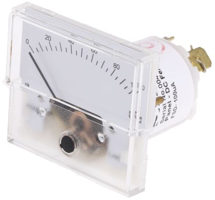 Sifam Tinsley Ampèremètre Analogique De Panneau V C.c., Echelle 100μA, 20.2mm X 42.4mm