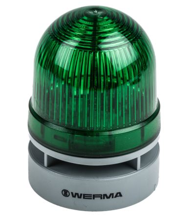 Werma EvoSIGNAL Mini LED Blink-Licht Alarm-Leuchtmelder Grün / 95dB, 24 V Dc
