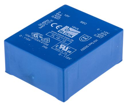 Block Transformateur Pour Circuit Imprimé, 12V C.a., 115V Ac, 230V Ac, 18VA, 2 Sorties