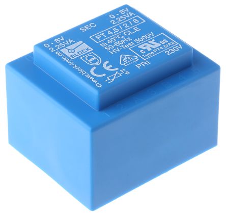 Block Transformateur Pour Circuit Imprimé, 8V C.a., 230V C.a., 4.5VA, 2 Sorties