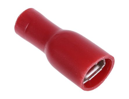 RS PRO Flachsteckhülse, Rot, Isoliert, 4.8 X 0.8mm, Buchse, 0.5mm² - 1.5mm², 22AWG Min