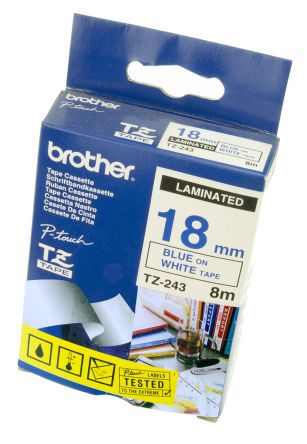 Brother Cinta Para Impresora De Etiquetas, Color Azul Sobre Fondo Blanco, 1 Roll, Para Usar Con E 550 W VP, H 100 LB, H