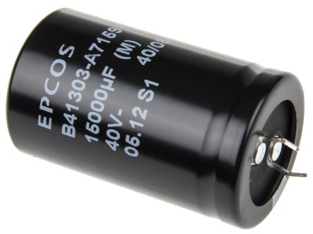 EPCOS B41303 Snap-In Elektrolyt Kondensator 15000μF ±20% / 40V Dc, Ø 30mm X 50mm, +85°C