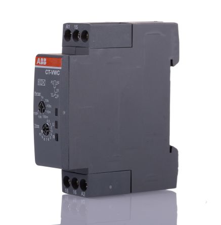 ABB CT-C Zeitrelais, DIN-Schienen, Snap-On, 0.05 S - 100h, 24 → 240V Ac Einfach, 1-poliger Wechsler