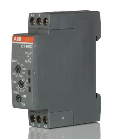 ABB Temporizador Monofunción CT-C, 110 → 130V Ac, 4A, 1 Contacto, SPDT, Tempo. 0.1 - 10s