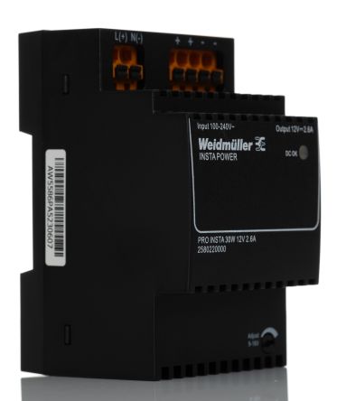 Weidmuller Weidmüller PRO INSTA Schaltend DIN-Schienen Netzteil, 85 → 264V Ac, 12V Dc / 2.6A