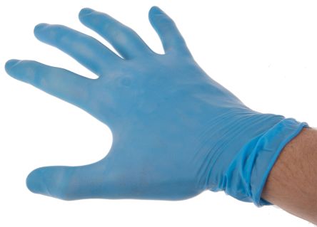 blue latex disposable gloves