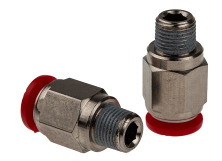IMI Norgren PNEUFIT Series Straight Fitting, Push In 8 Mm To R 1/8, Threaded-to-Tube Connection Style
