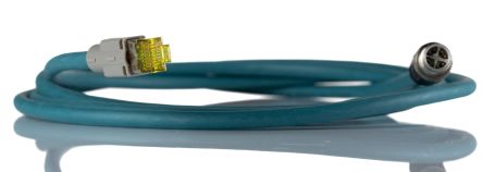 Phoenix Contact NBC Ethernetkabel Cat.6a, 2m, Blau Patchkabel, A M12 Stecker, B RJ45, Aussen ø 6.4mm