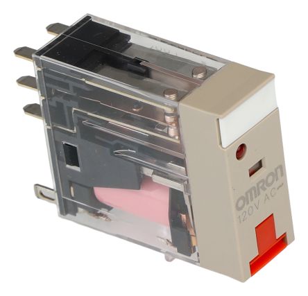Omron Plug In Non-Latching Relay, 120V ac Coil, 5A Switching Current, DPDT