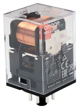 Omron Plug In Power Relay, 110V ac Coil, 10A Switching Current, DPDT