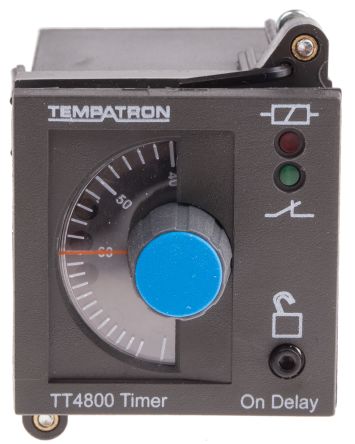 Tempatron TT4801 Series DIN Rail, Panel Mount Timer Relay, 110V Ac, 2-Contact, 6 S → 6h, 1-Function, DPDT