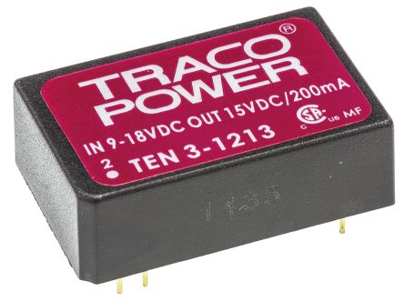 TRACOPOWER TEN 3 DC/DC-Wandler 3W 12 V Dc IN, 15V Dc OUT / 200mA 1.5kV Dc Isoliert