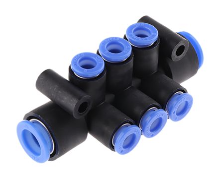 SMC KM16-06-06-3 PBT Push-To-Connect Tubing Manifold 3 Outlets-6 mm Tube OD 2 Inlets-6 mm