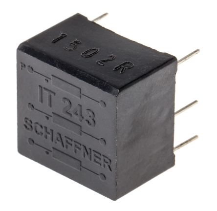 Schaffner 脉冲变压器, 1:1:1匝数比, 通孔安装, 2.5mH初级线圈电感