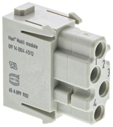HARTING Heavy Duty Power Connector Module, 1.5A, Female, Han-Modular Series, 4 Contacts