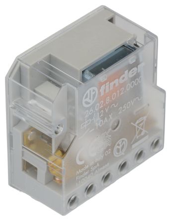 Finder Panel Mount Non-Latching Relay, 12V ac Coil, 10A Switching Current, DPST