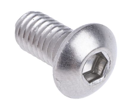 RS PRO Plain Stainless Steel Hex Socket Button Screw, ISO 7380, M4 X 8mm
