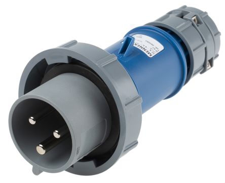 Mennekes PowerTOP Series, IP67 Blue Cable Mount 3P Industrial Power Plug, Rated At 32A, 230 V