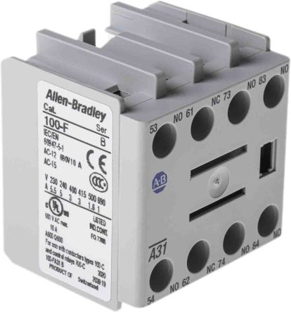 Allen Bradley 100F Hilfskontakt 4-polig, 1 Öffner + 3 Schließer Frontmontage Mit Schraubanschluss Anschluss 10 A