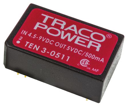 TRACOPOWER Convertidor Dc-dc 3W, Salida 5V Dc, 500mA, ±0.5%